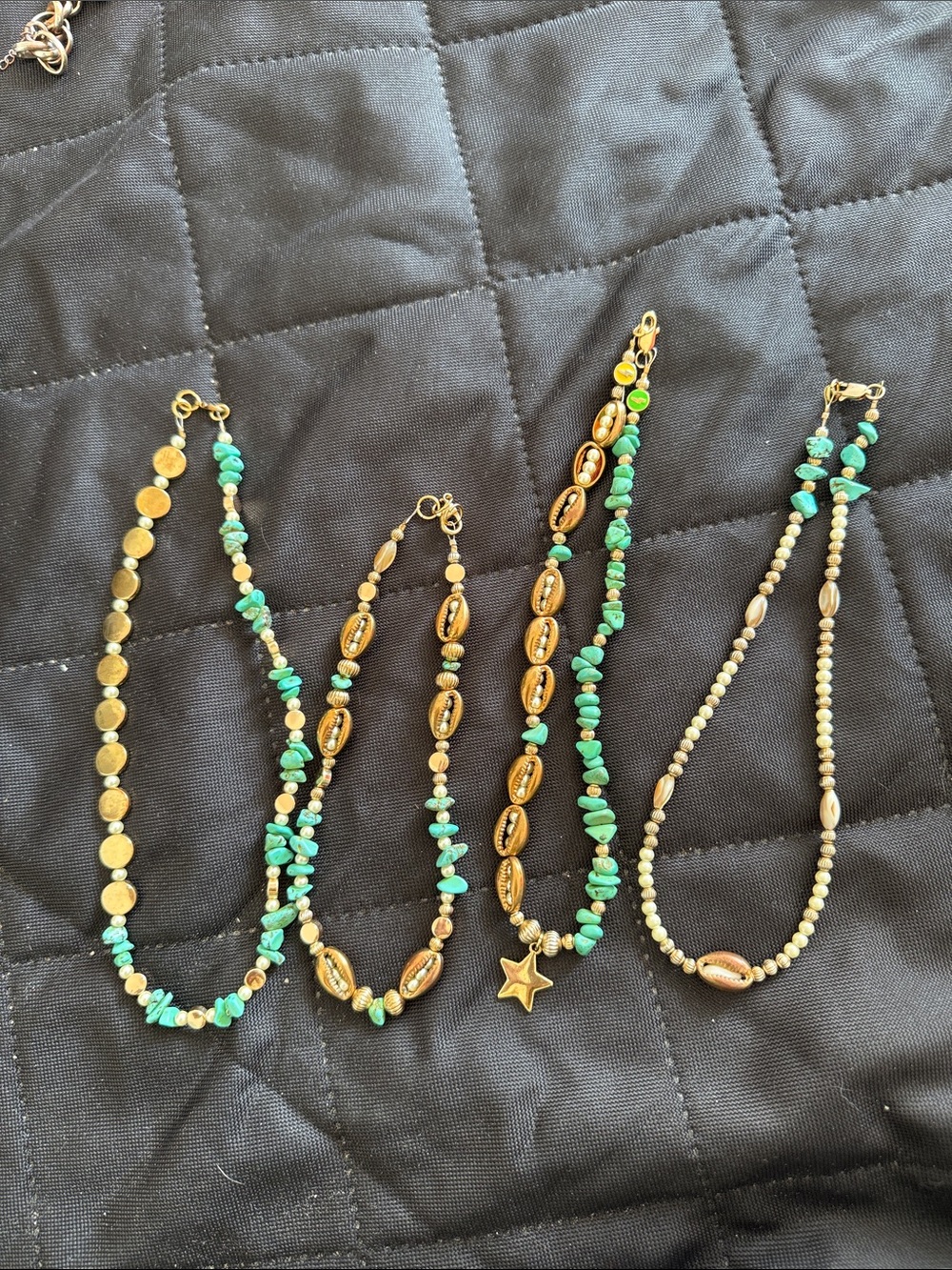Gold and Turquoise Beaded Women's necklace Set